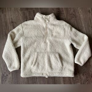 Harlow White 1/4 Zip Sherpa Pullover Sweater